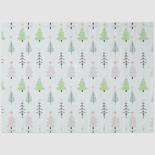 Papel De Seda Navidades de estrellas de árboles de Navidad verde (Anverso)