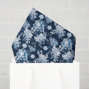 Papel De Seda Navidades de flores de invierno de azulejos azules