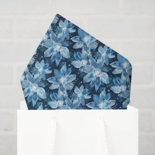 Papel De Seda Navidades de flores de invierno de azulejos azules