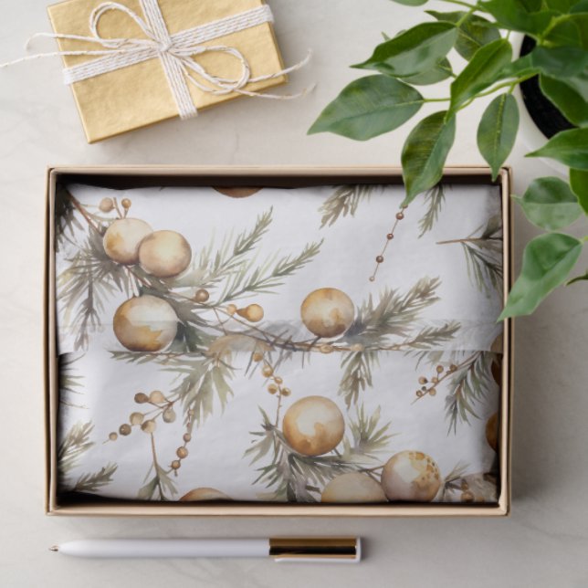 Papel De Seda Navidades de Foliage Gold de acuarela (Regalo )