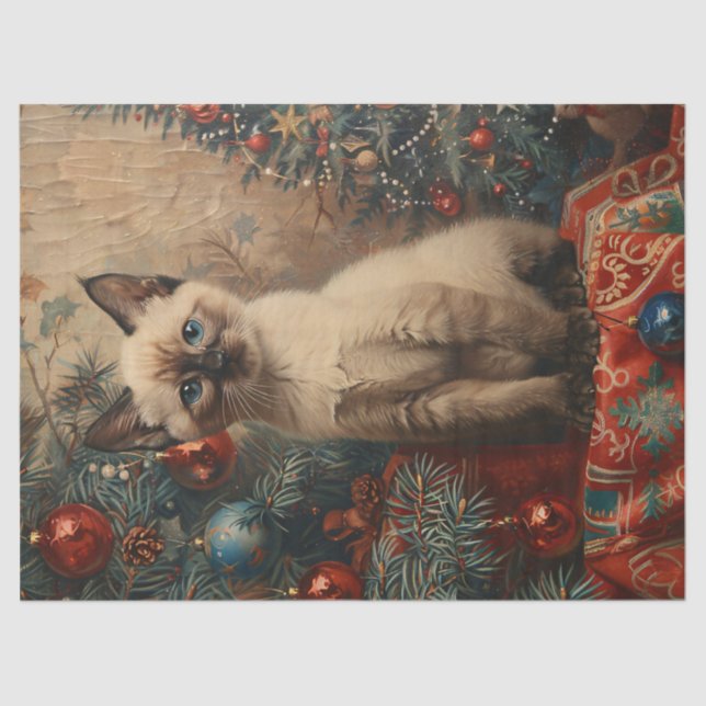 Papel De Seda Navidades de gatito de Siamese añaden desenlace de (Anverso)