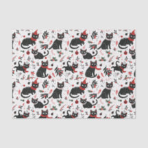 Navidades de gatos negros con retro lindo