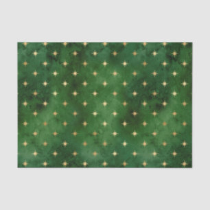 Papel De Seda Navidades de Glam Green Gold Stars