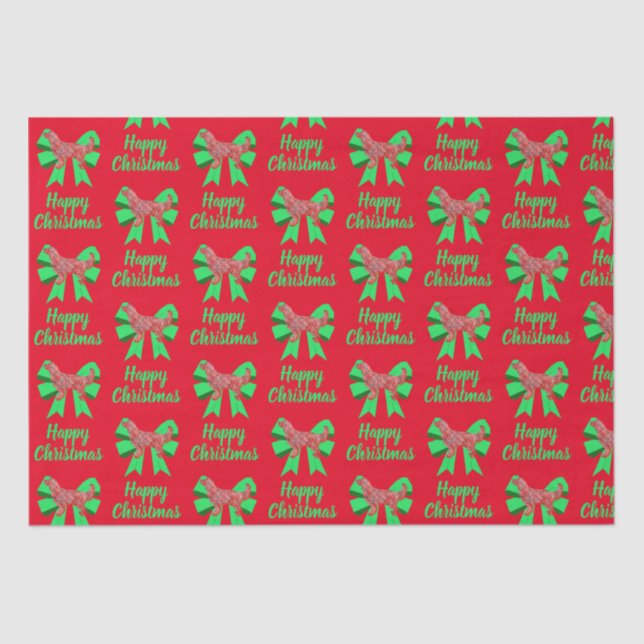Papel De Seda Navidades de Golden Retriever Dog & Bow Red (Anverso)