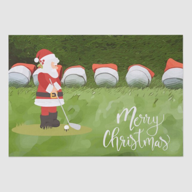 Papel De Seda Navidades de golf con bola de golf en verde   (Anverso)