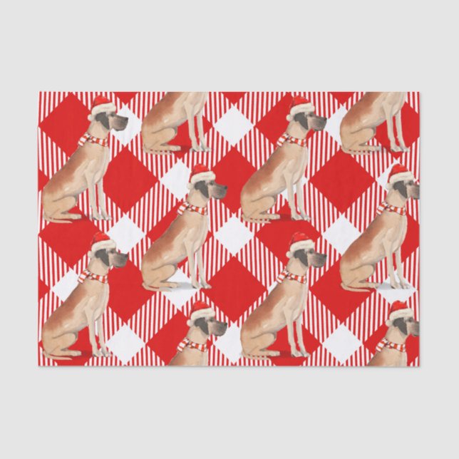 Papel De Seda Navidades de grandes daneses rojos y blancos (Anverso)