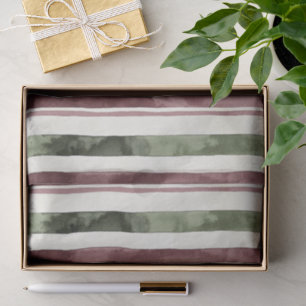 Papel De Seda Navidades de Green Burgundy Stripes