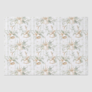 Papel De Seda Navidades de Green Foliage Pine Twigs Golden Bells