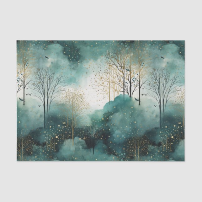 Papel De Seda Navidades de Green Gold Trees (Anverso)