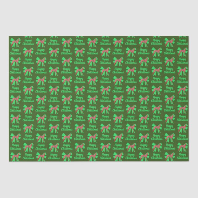 Papel De Seda Navidades de Greyhound Lurcher perro y Green Bow G (Anverso)