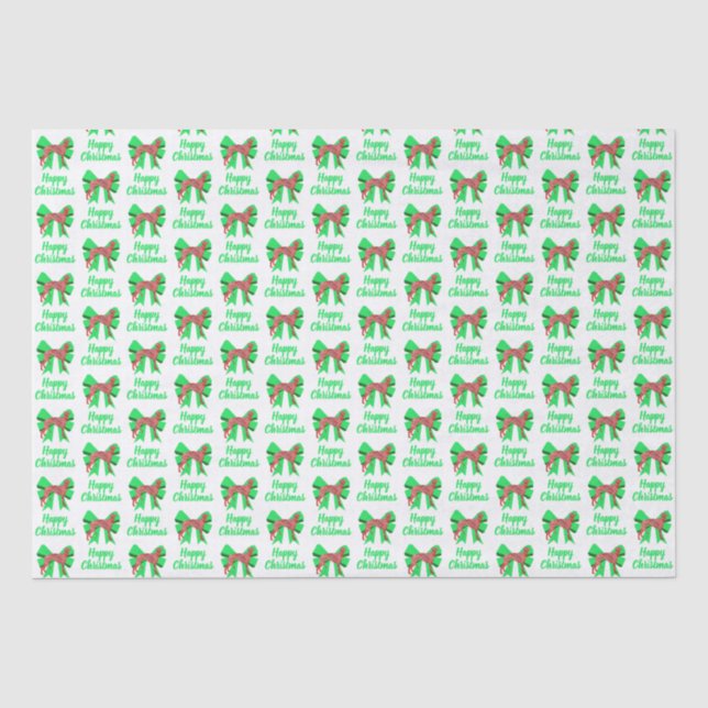 Papel De Seda Navidades de Greyhound Perro y Bow Verde Blanco (Anverso)