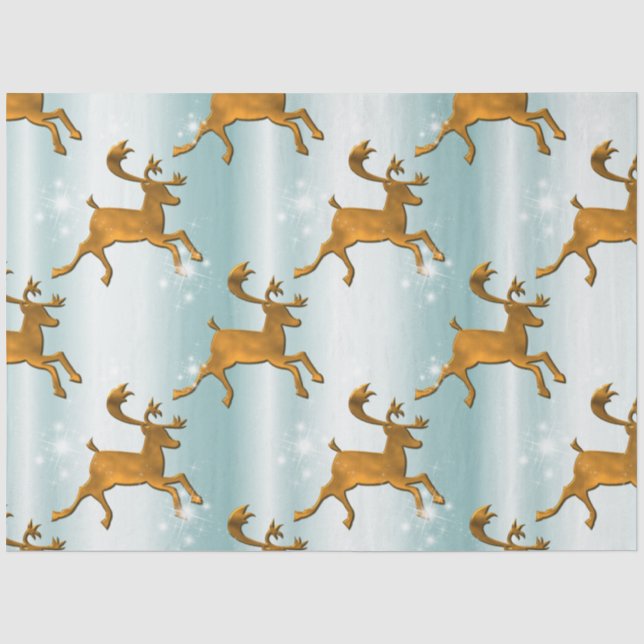Papel De Seda Navidades de hielo en reno dorado festivo (Anverso)