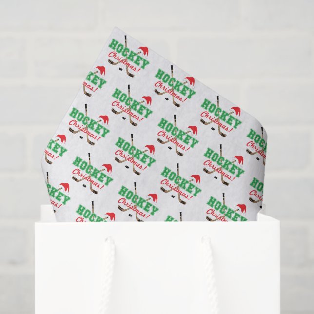 Papel De Seda Navidades de hockey pegan a Santa Hat (Bolsa de regalo)