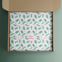 Navidades de hojas verdes y bayas rojas patrón bla