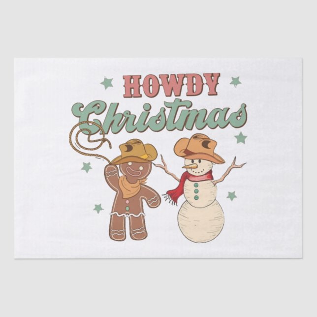 Papel De Seda Navidades de Howad Cowboy Snowman Western Funny (Anverso)