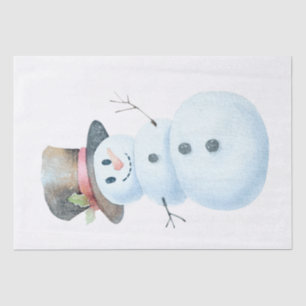 Papel De Seda Navidades de invierno de color acuático de Snowman