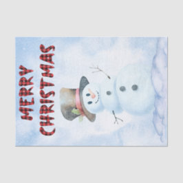 Papel De Seda Navidades de invierno de color acuático de Snowman