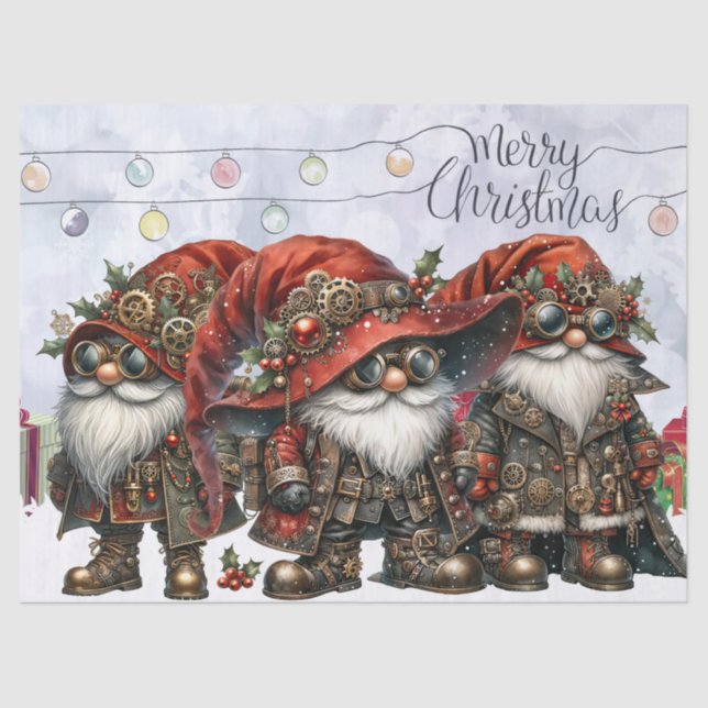 Papel De Seda Navidades de invierno de Gnome Steampunk (Anverso)
