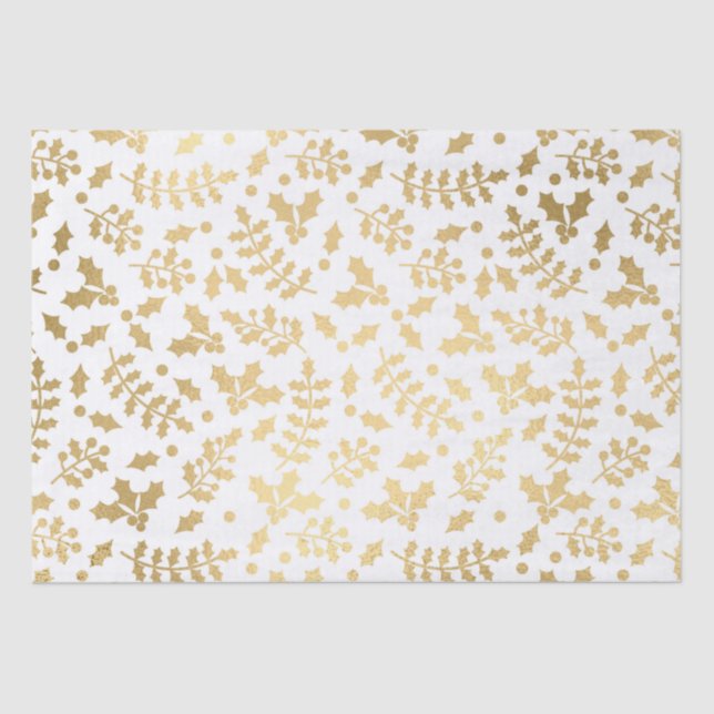 Papel De Seda navidades de invierno de Relieve metalizado dorado (Anverso)