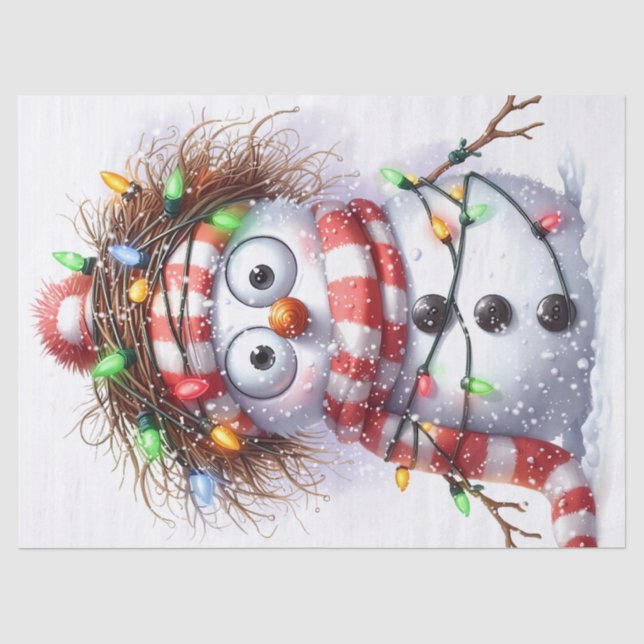 Papel De Seda Navidades de invierno de Snowman se iluminan (Anverso)