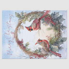 Papel De Seda Navidades de invierno del Cardenal Rojo Bird Water