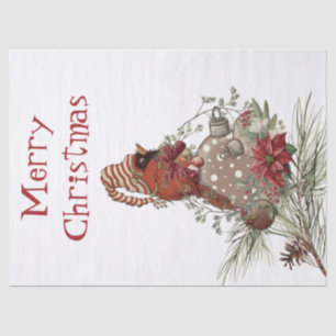 Papel De Seda Navidades de invierno del Cardenal Rojo Chickadee