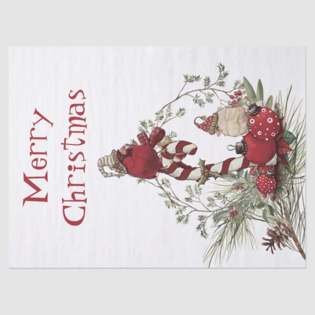 Papel De Seda Navidades de invierno del Cardenal Rojo Chickadee  (Anverso)