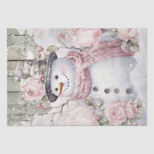 Papel De Seda Navidades de invierno rosados de Snowman Pastel