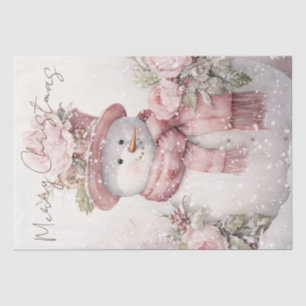 Papel De Seda Navidades de invierno rosados de Snowman Pastel
