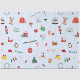 Papel De Seda Navidades de invierno temática helado azul Santa C