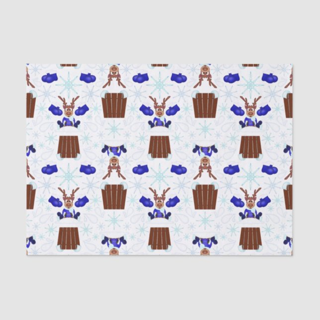 Papel De Seda Navidades de Kasky Azul festivo reno (Anverso)