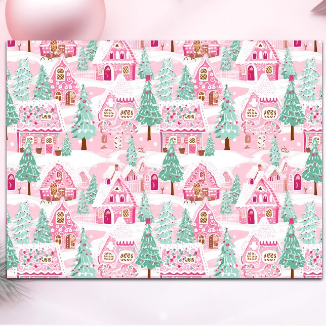 Papel De Seda Navidades de la aldea de Gingerbread Rosa Pastel S (Subido por el creador)