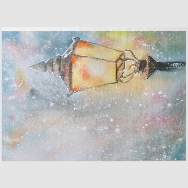 Papel De Seda Navidades de la lámpara de nieve nocturna de la ca (Anverso)