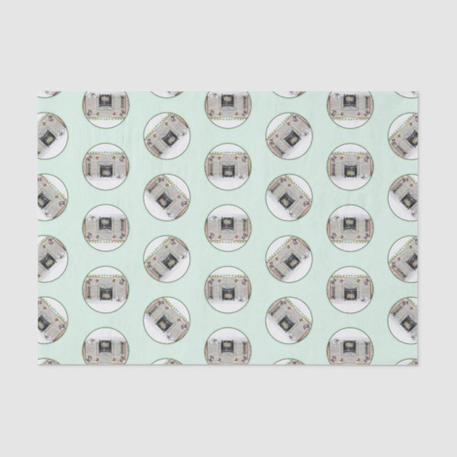 Papel De Seda Navidades de la pintura de Keeshond adornan una ch (Anverso)