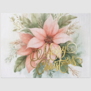 Papel De Seda Navidades de la poinsettia rosa de color acuático