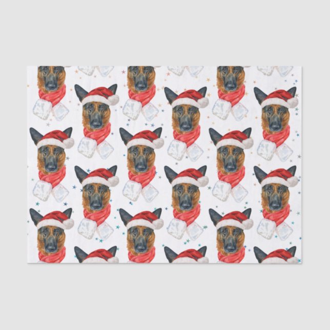 Papel De Seda Navidades de la raza del perro de la acuarela del  (Anverso)