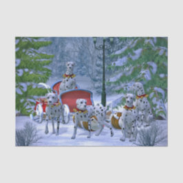 Papel De Seda Navidades de la Vintage Dalmatian Sleigh Snow