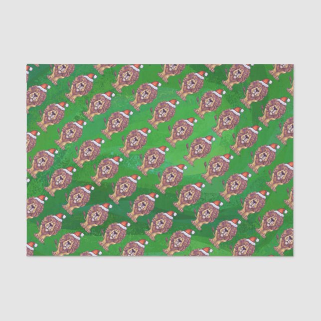 Papel De Seda Navidades De Leones En Verde (Anverso)