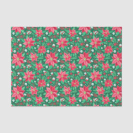 Papel De Seda Navidades de los Preppy Red y Verde Poinsettias