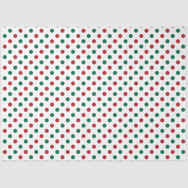 Papel De Seda Navidades de los puntos de polka verde y rojo mode (Anverso)