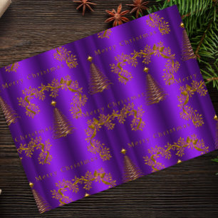 Papel De Seda Navidades de lujo morado y oro