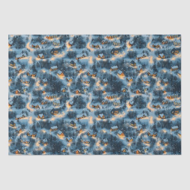 Papel De Seda Navidades de Maine blanqueados en nieve (Anverso)