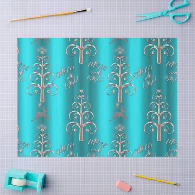 Papel De Seda Navidades de Merry and Bright Aqua (Artesanía)