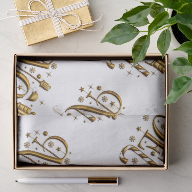 Papel De Seda Navidades de Noel Blanco y Oro (Regalo )