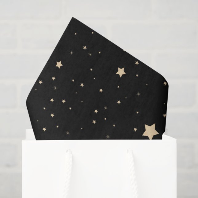 Papel De Seda Navidades de nombre de familia Starry Night Black  (Bolsa de regalo)