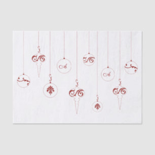 Papel De Seda Navidades de Ornamentos de Berry Red Monogram Baub