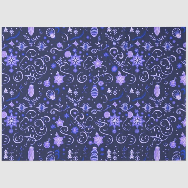 Papel De Seda Navidades de ornamentos navideños Purple Snowflake (Anverso)
