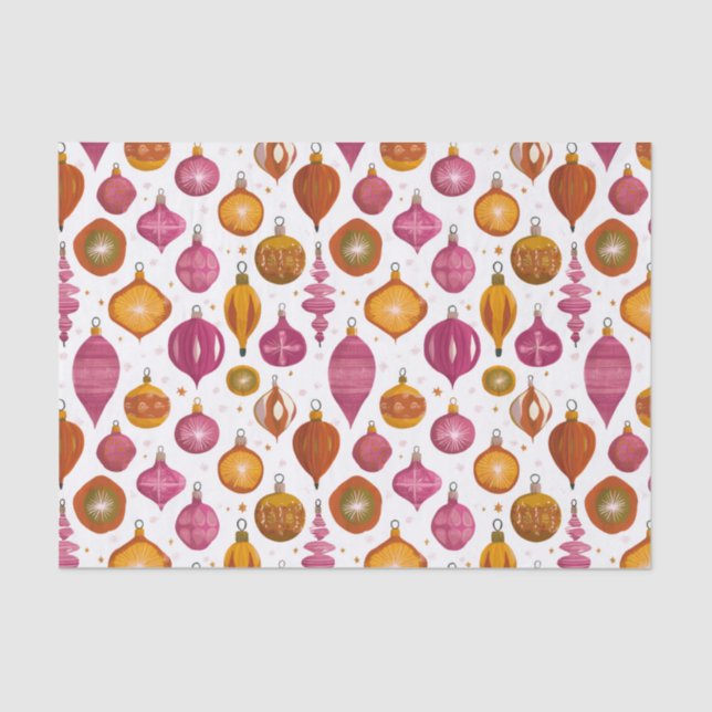 Papel De Seda Navidades de Ornamentos Retro (Anverso)