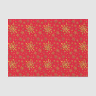 Papel De Seda Navidades de oro amarillo lindo con copos de nieve
