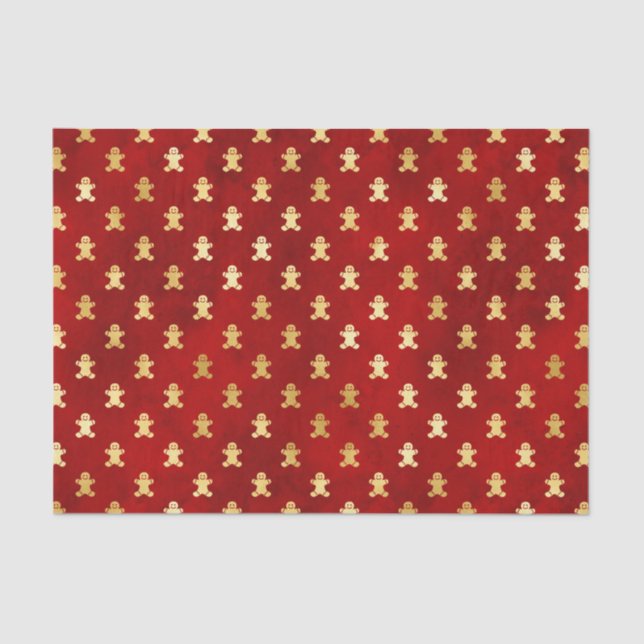 Papel De Seda Navidades de oro jengibre hombres en rojo (Anverso)